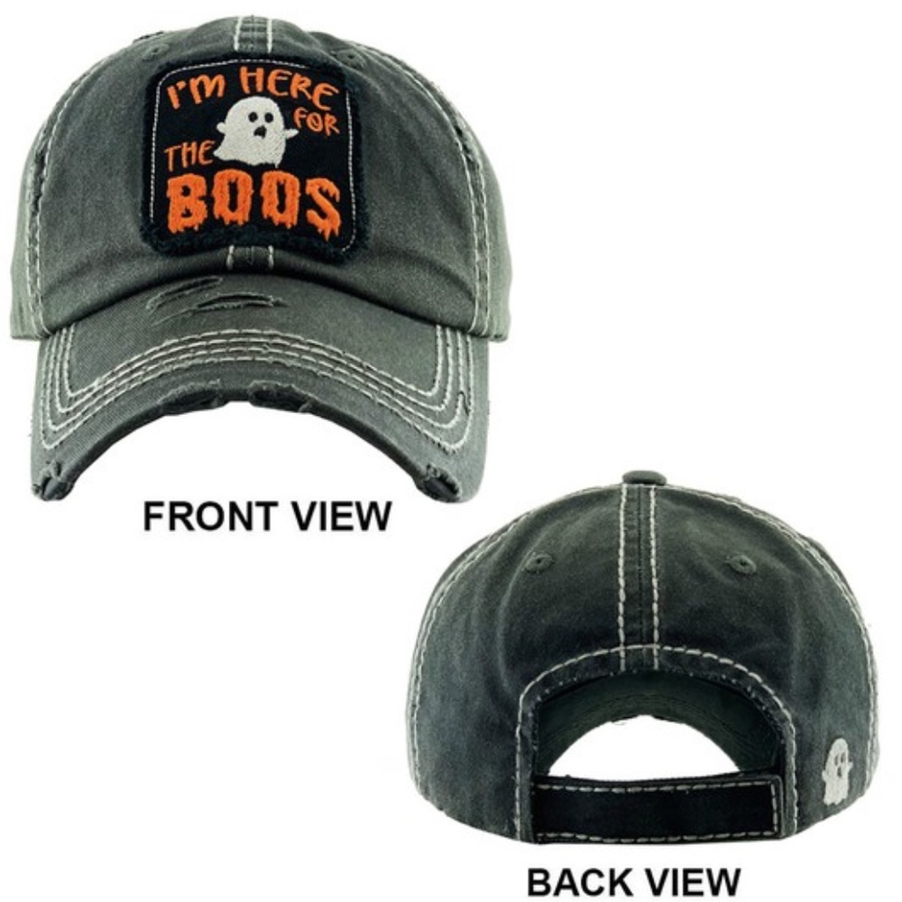 SOLD OUT Stone I'm Here For The Boos Halloween Ghost Graphic Patch Baseball Hat - Picture 2 of 2